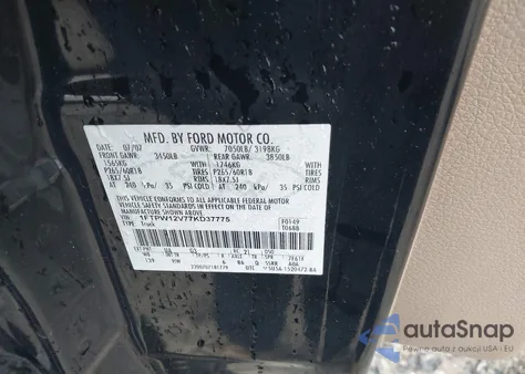 2007 Ford F-150 Lariat/Xlt from USA, damaged, VIN 1FTPW12V77KD37775